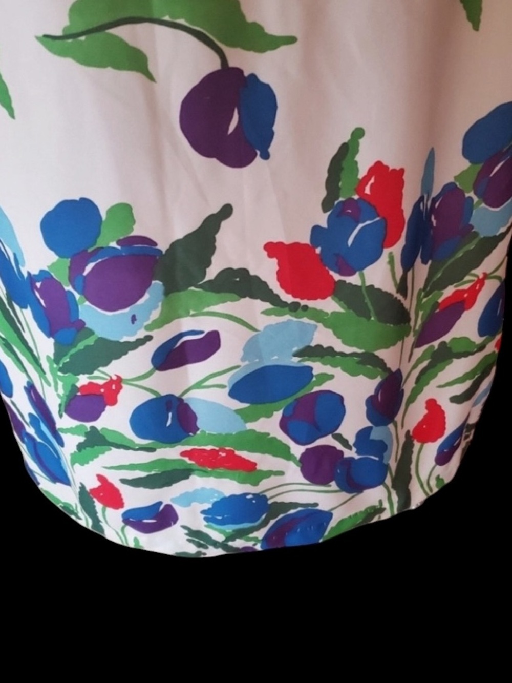 Late 60s/Early 70s Tulip Print Sleeveless Poly Maxi Shift Dress - Picture 3 of 6